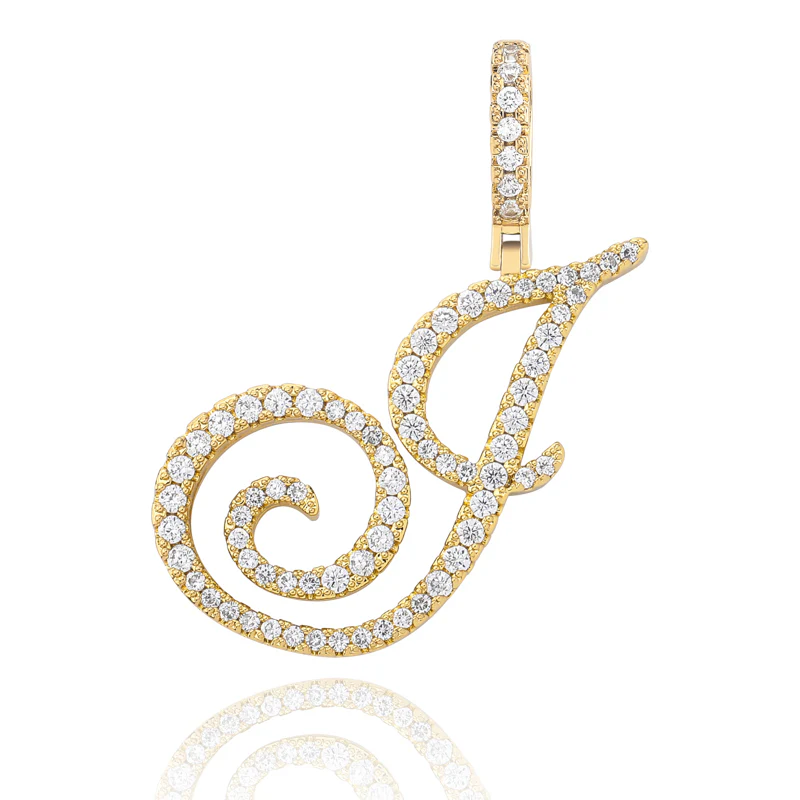 MOISSANITE DIAMOND CURSIVE INITIAL LETTER CHARM PENDANT NECKLACE IN STERLING SILVER - Image 18