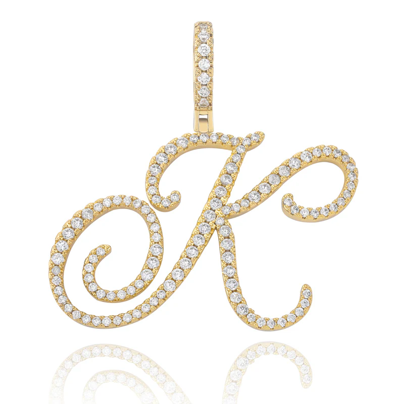 MOISSANITE DIAMOND CURSIVE INITIAL LETTER CHARM PENDANT NECKLACE IN STERLING SILVER - Image 19
