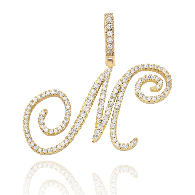 MOISSANITE DIAMOND CURSIVE INITIAL LETTER CHARM PENDANT NECKLACE IN STERLING SILVER - Image 21
