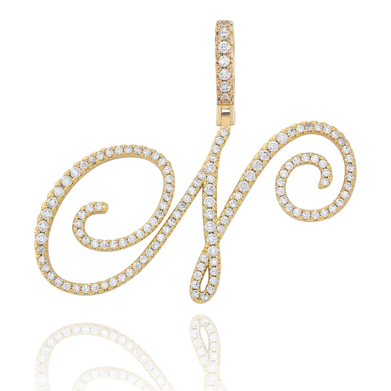 MOISSANITE DIAMOND CURSIVE INITIAL LETTER CHARM PENDANT NECKLACE IN STERLING SILVER - Image 22