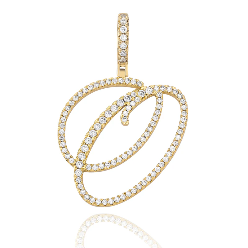 MOISSANITE DIAMOND CURSIVE INITIAL LETTER CHARM PENDANT NECKLACE IN STERLING SILVER - Image 23