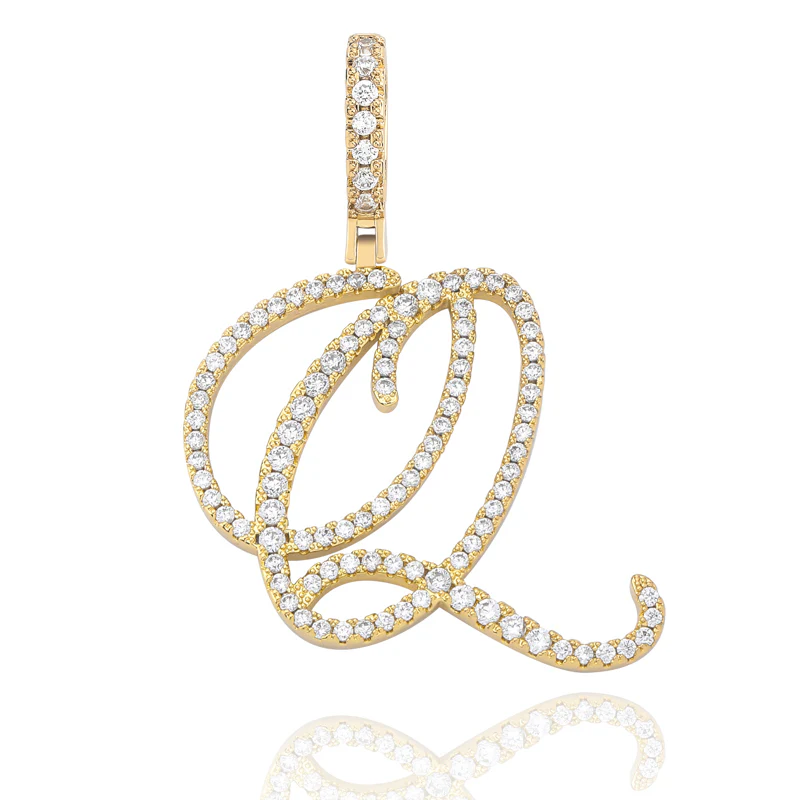 MOISSANITE DIAMOND CURSIVE INITIAL LETTER CHARM PENDANT NECKLACE IN STERLING SILVER - Image 25