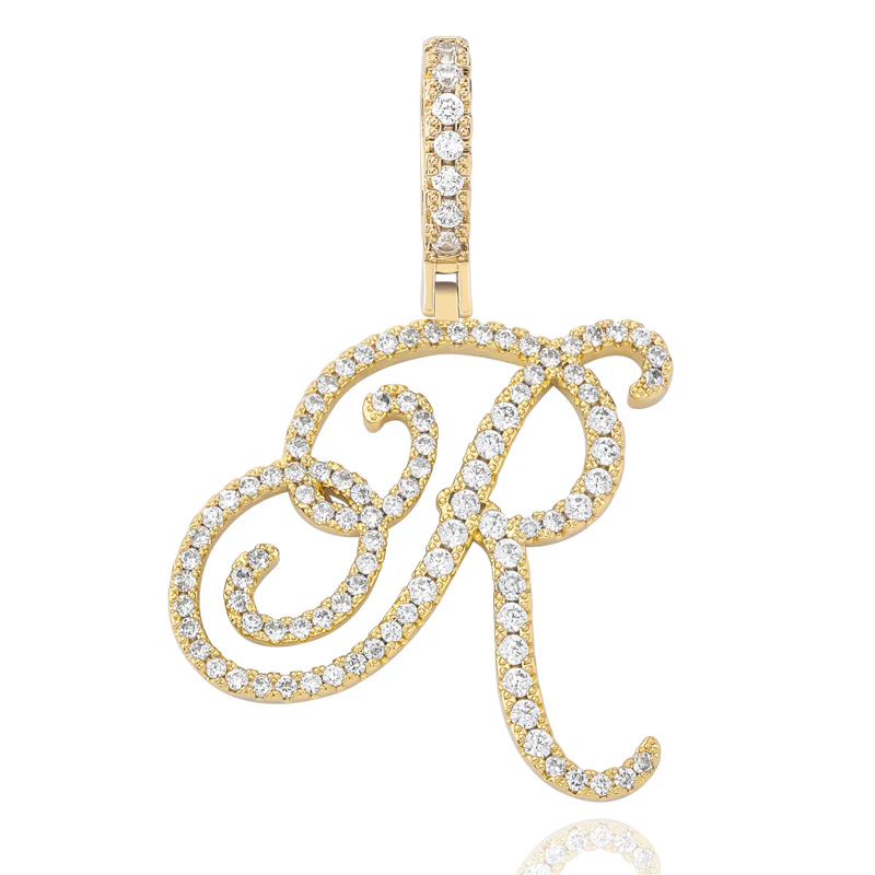 MOISSANITE DIAMOND CURSIVE INITIAL LETTER CHARM PENDANT NECKLACE IN STERLING SILVER - Image 26
