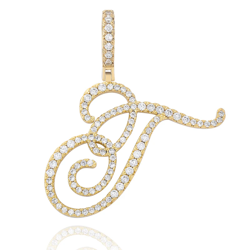 MOISSANITE DIAMOND CURSIVE INITIAL LETTER CHARM PENDANT NECKLACE IN STERLING SILVER - Image 28