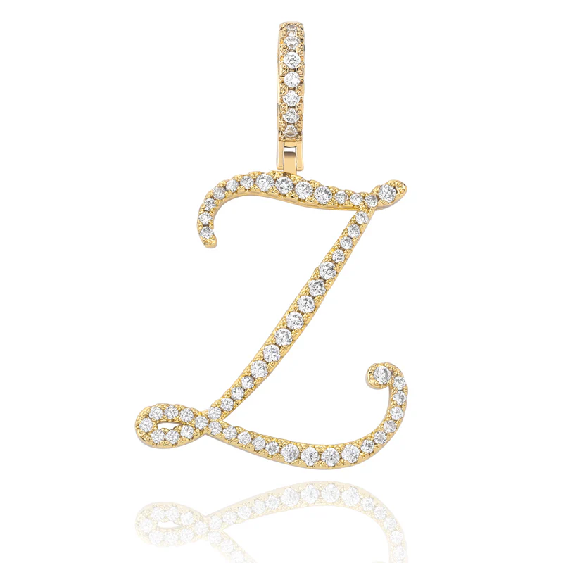 MOISSANITE DIAMOND CURSIVE INITIAL LETTER CHARM PENDANT NECKLACE IN STERLING SILVER - Image 33