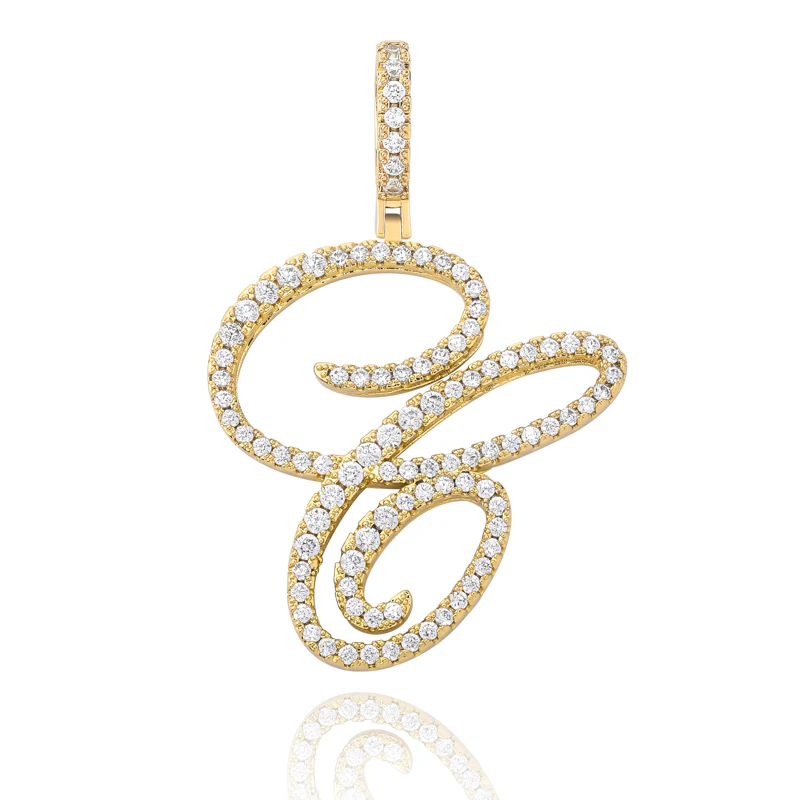 MOISSANITE DIAMOND CURSIVE INITIAL LETTER CHARM PENDANT NECKLACE IN STERLING SILVER - Image 9