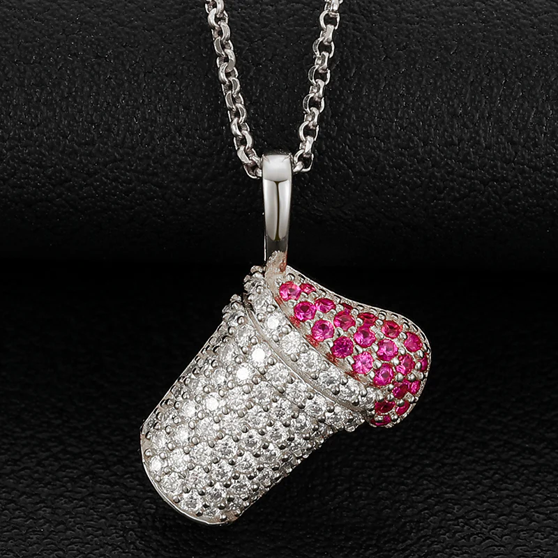 MOISSANITE DIAMOND CUTE CUP CAKE PENDANT NECKLACE IN STERLING SILVER - Image 3