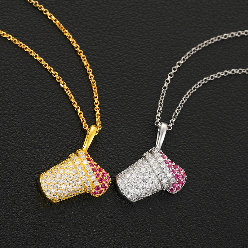 MOISSANITE DIAMOND CUTE CUP CAKE PENDANT NECKLACE IN STERLING SILVER - Image 4