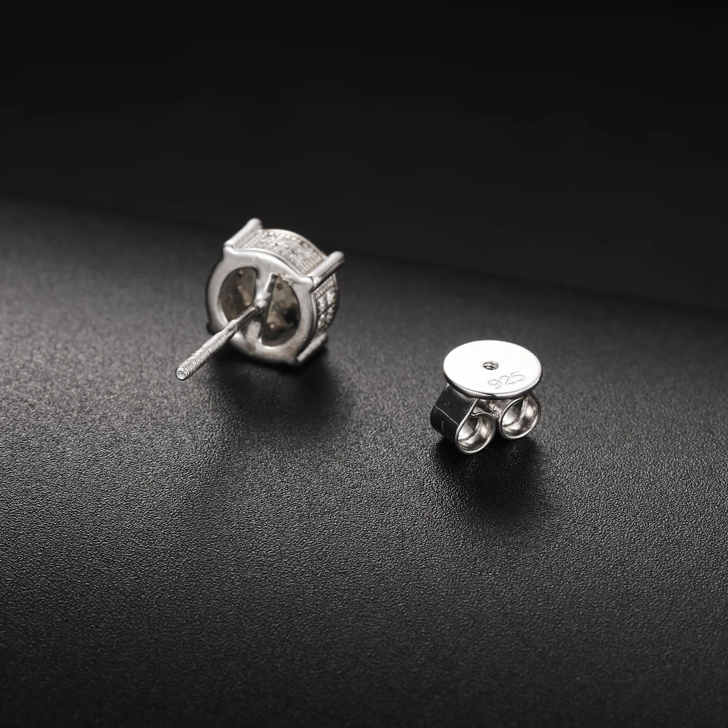 MOISSANITE DIAMOND CYLINDER STUD EARRINGS IN STERLING SILVER - Image 3