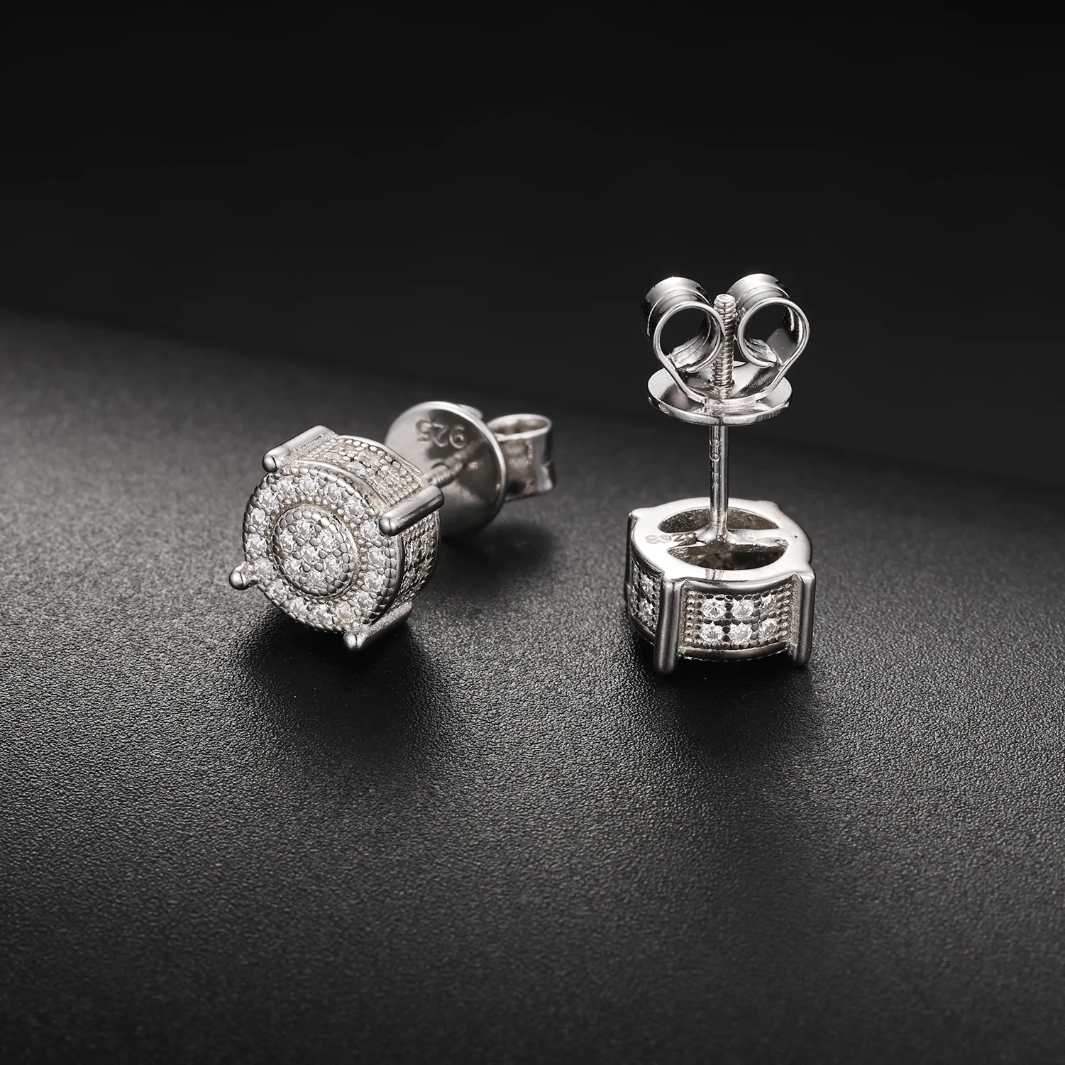 MOISSANITE DIAMOND CYLINDER STUD EARRINGS IN STERLING SILVER - Image 4