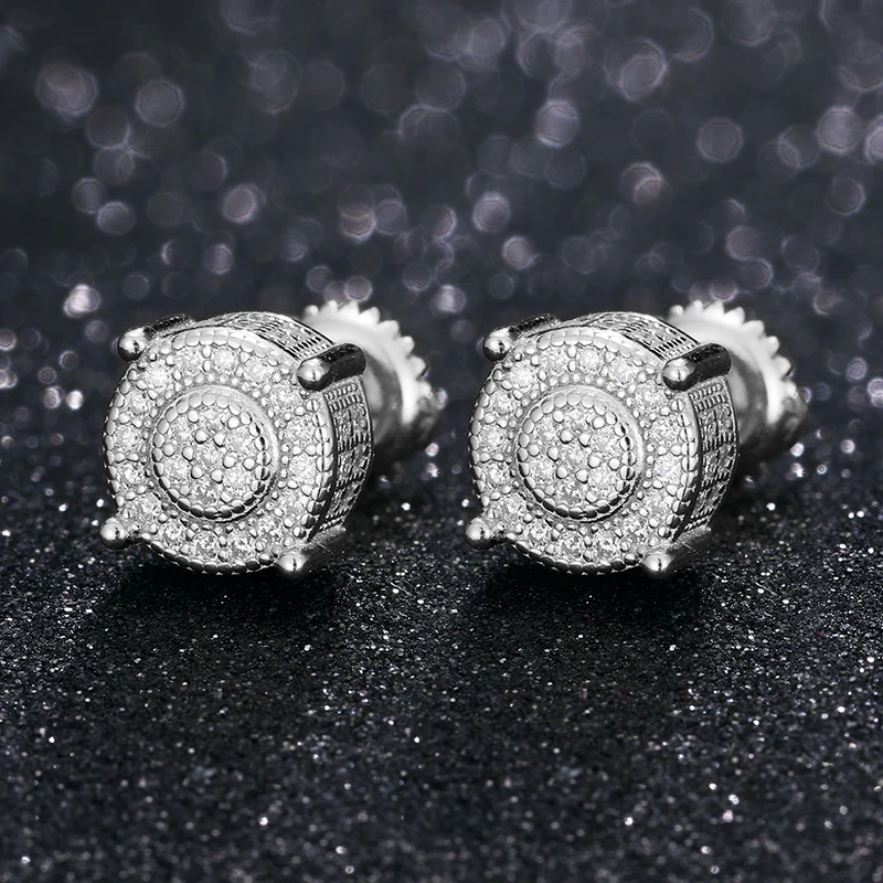 MOISSANITE DIAMOND CYLINDER STUD EARRINGS IN STERLING SILVER - Image 5