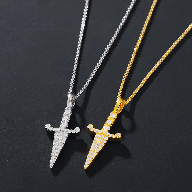 MOISSANITE DIAMOND DAGGER PENDANT IN STERLING SILVER - Image 2