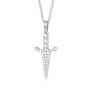 MOISSANITE DIAMOND DAGGER PENDANT IN STERLING SILVER - Image 6