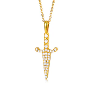MOISSANITE DIAMOND DAGGER PENDANT IN STERLING SILVER - Image 7