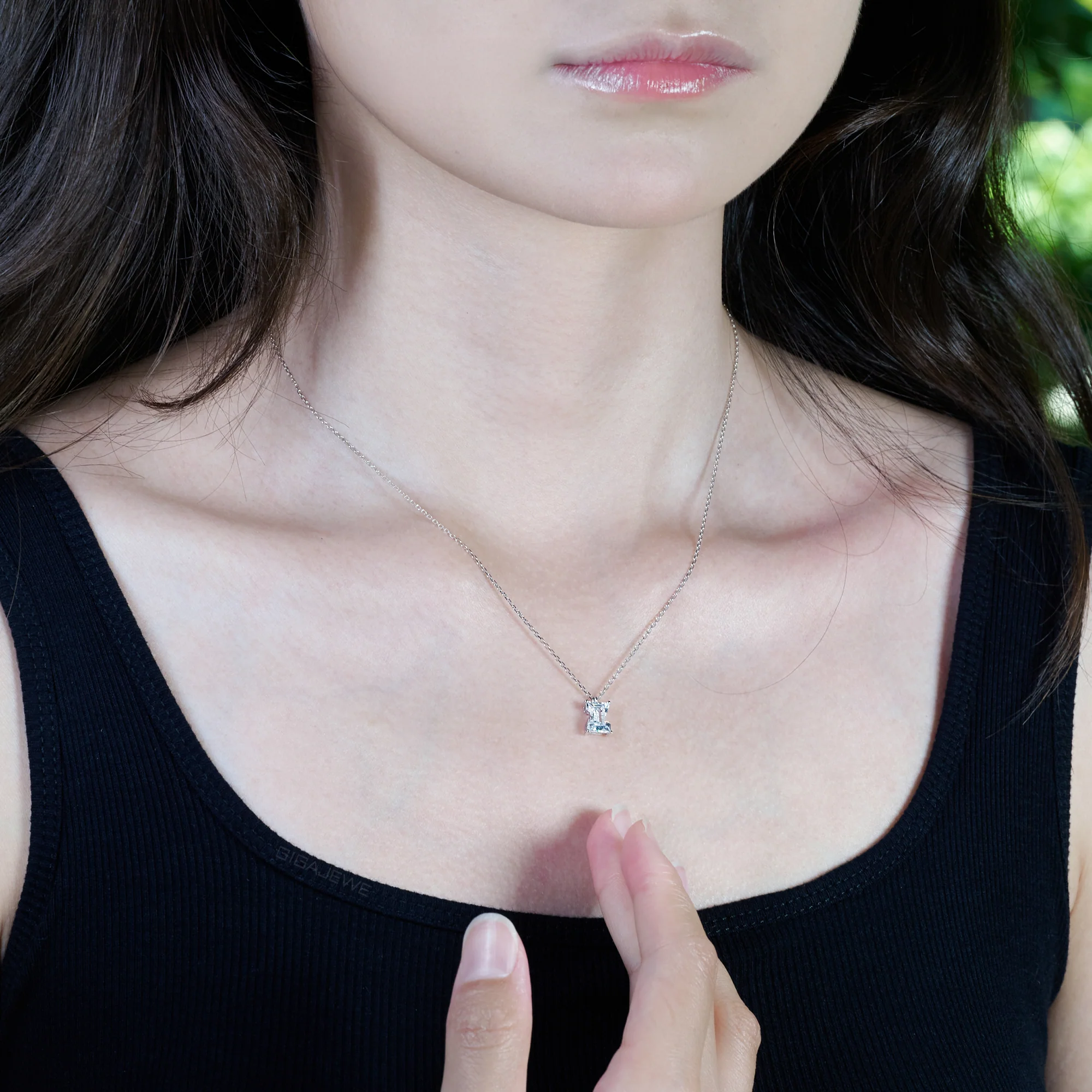 MOISSANITE DIAMOND DAINTY INITIAL PENDANT IN SOLID WHITE GOLD - Image 3