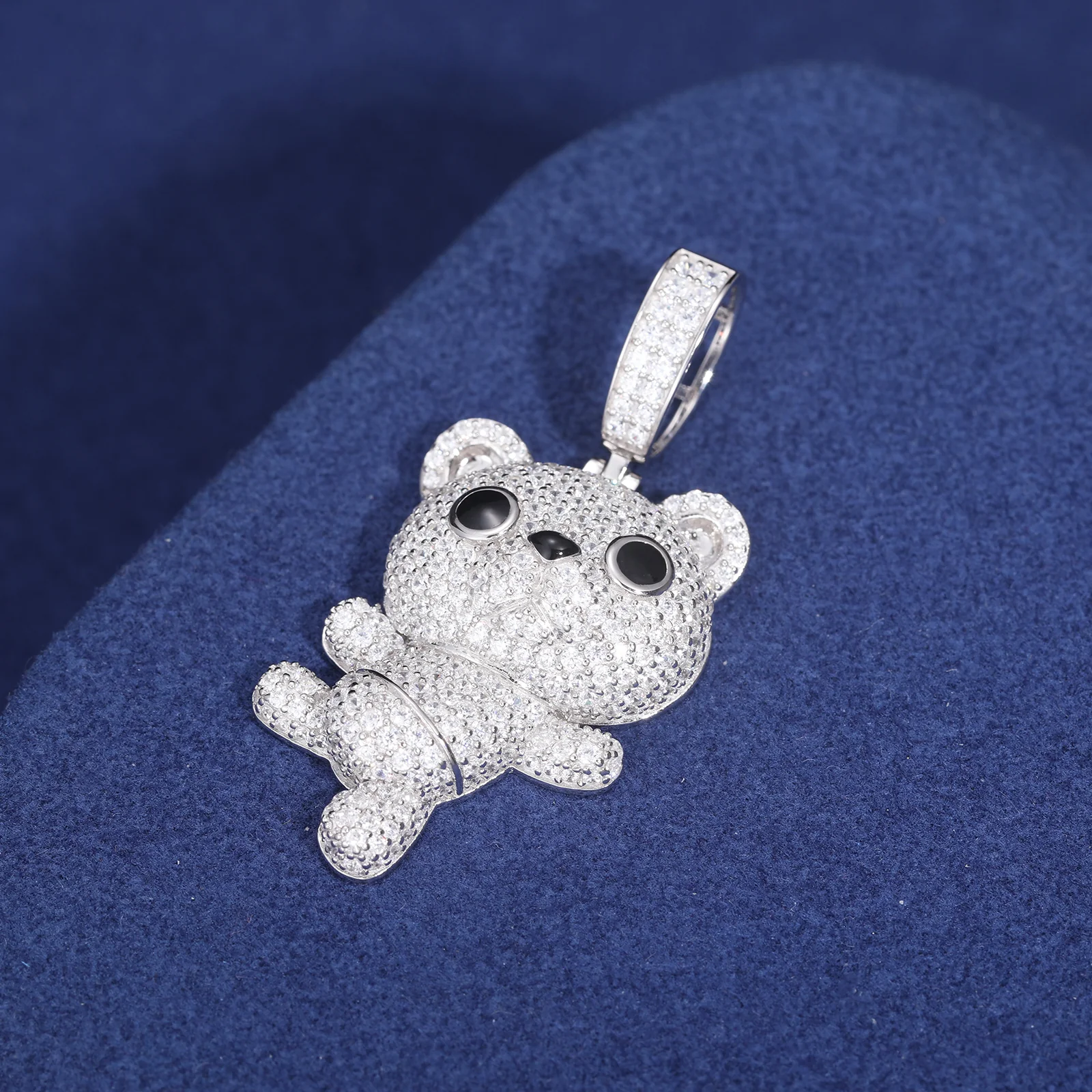 MOISSANITE DIAMOND DANCING LITTLE BEAR PENDANT IN STERLING SILVER - Image 5