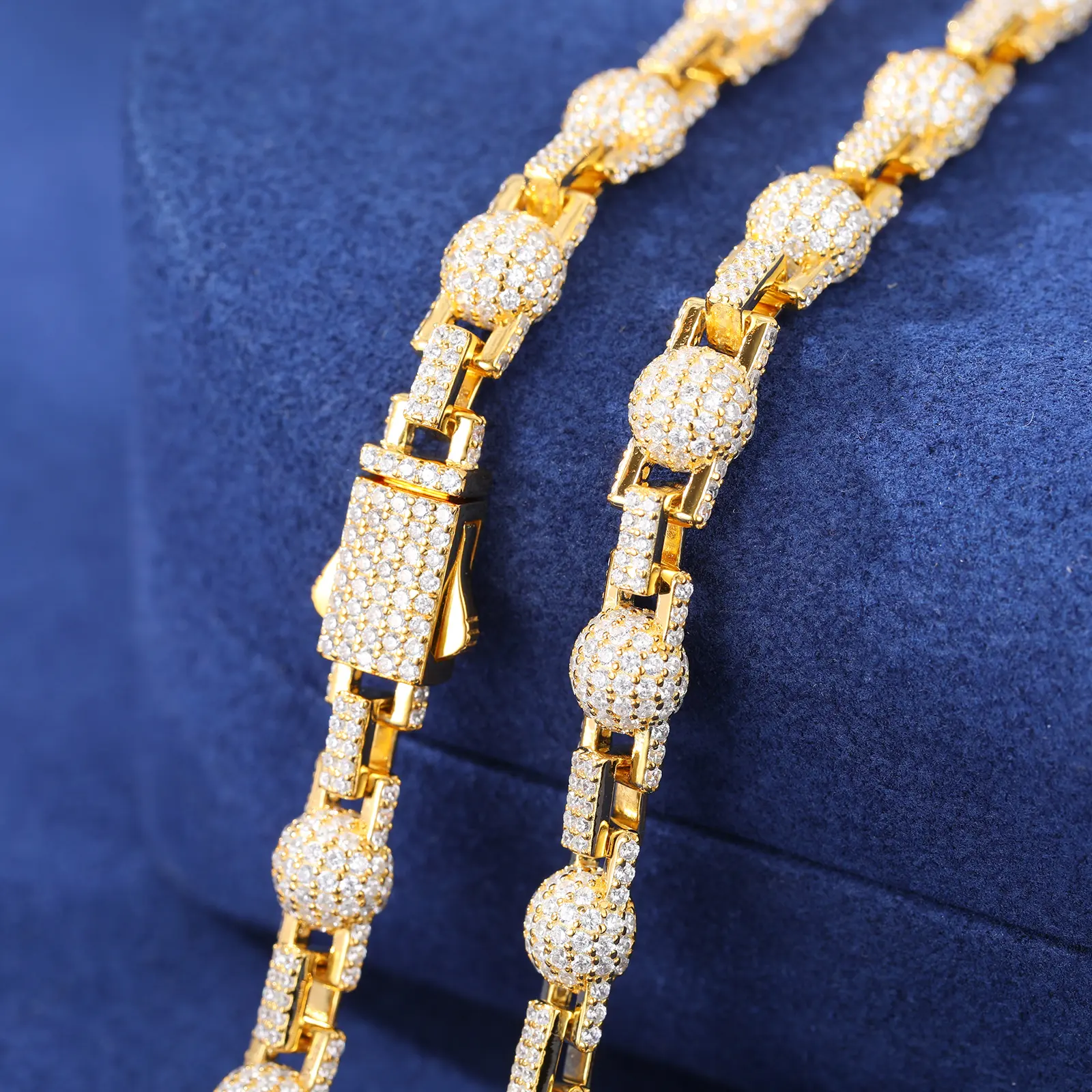 MOISSANITE DIAMOND DISCO BEAD LINK CHAIN NECKLACE OR BRACELET IN STERLING SILVER - Image 4