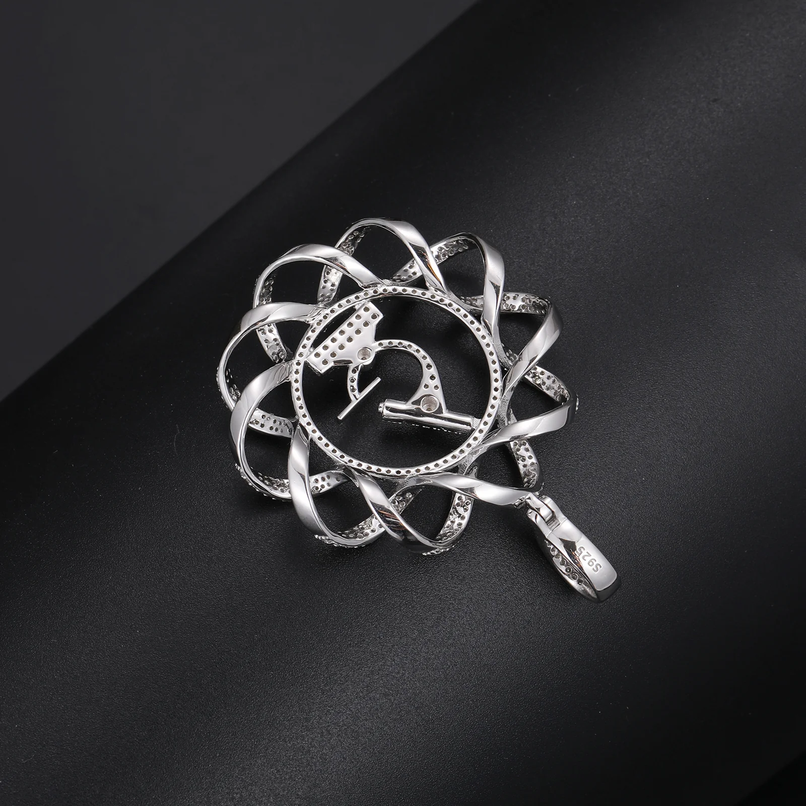 MOISSANITE DIAMOND DNA MICROSCOPE PENDANT NECKLACE IN STERLING SILVER - Image 3