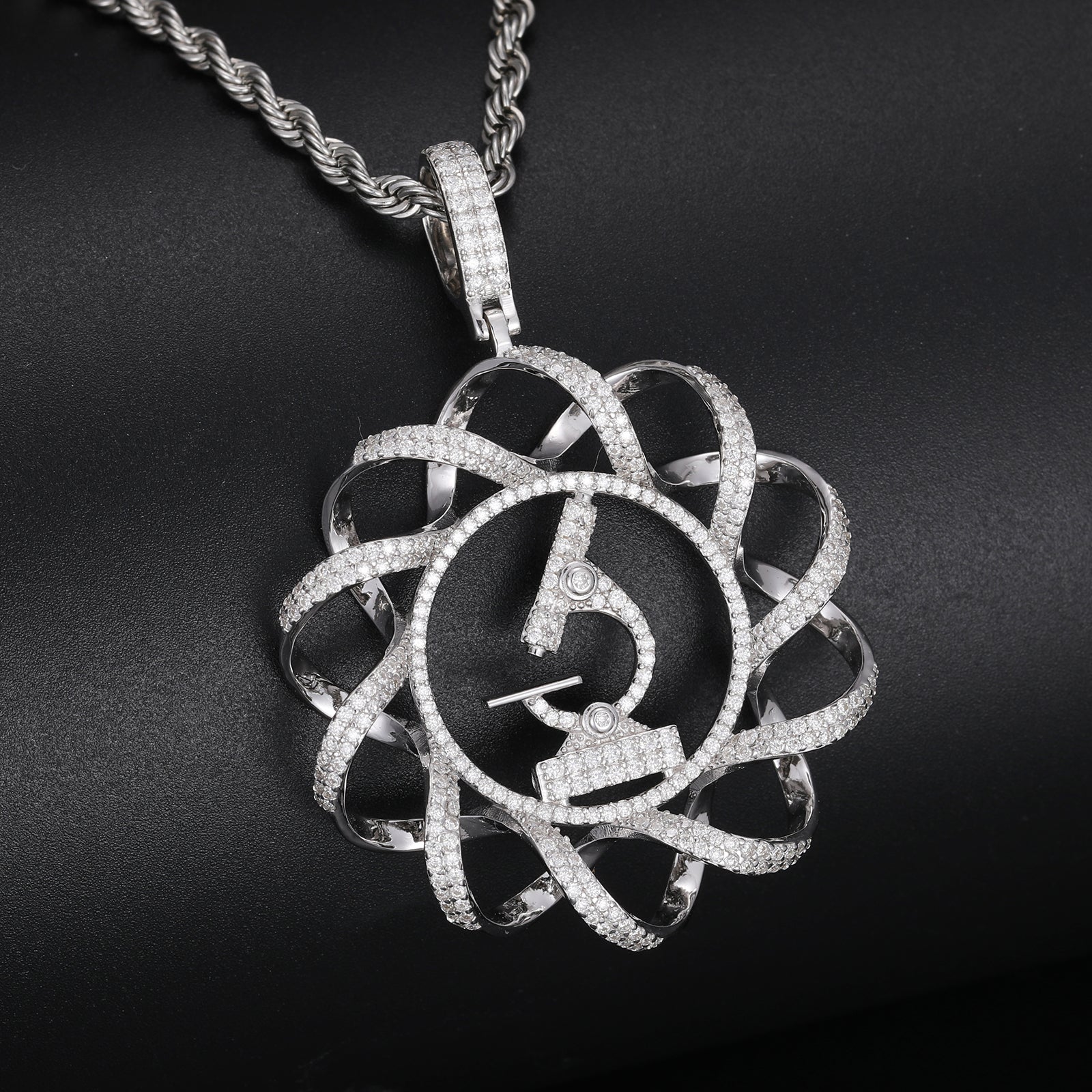 MOISSANITE DIAMOND DNA MICROSCOPE PENDANT NECKLACE IN STERLING SILVER - Image 4