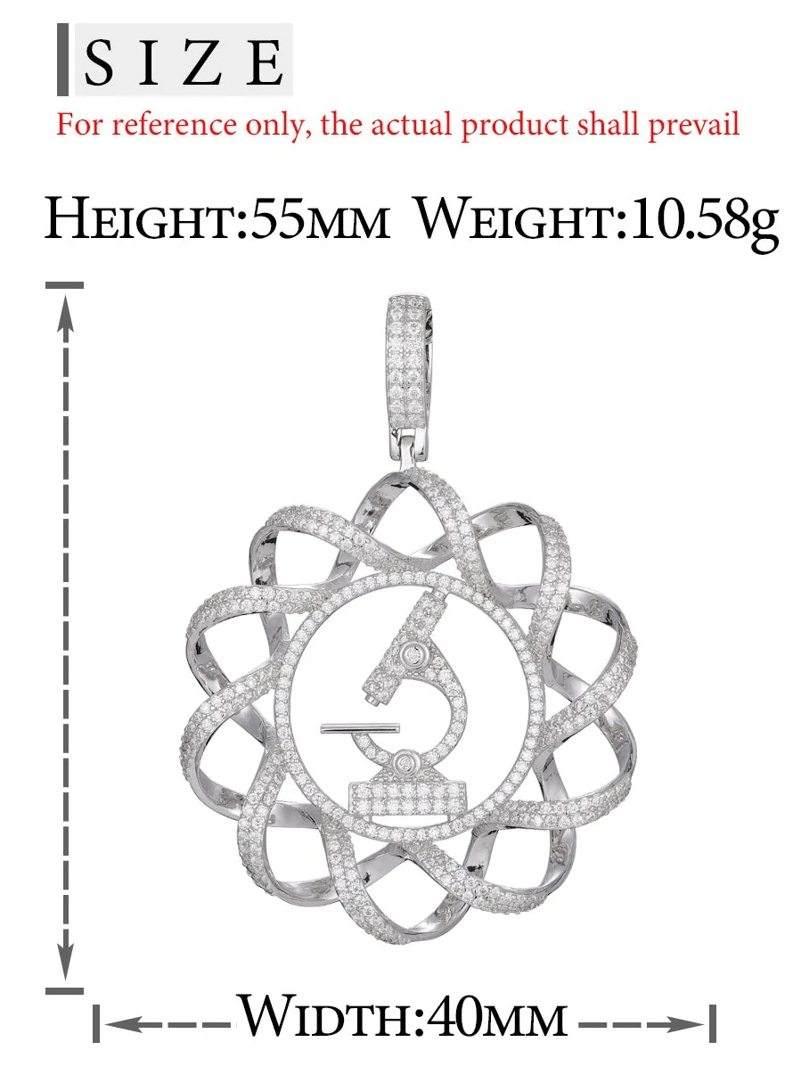 MOISSANITE DIAMOND DNA MICROSCOPE PENDANT NECKLACE IN STERLING SILVER - Image 6