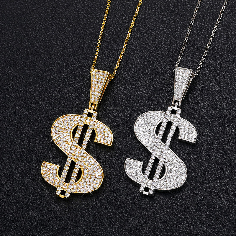 MOISSANITE DIAMOND DOLLAR SIGN PENDANT IN STERLING SILVER - Image 5