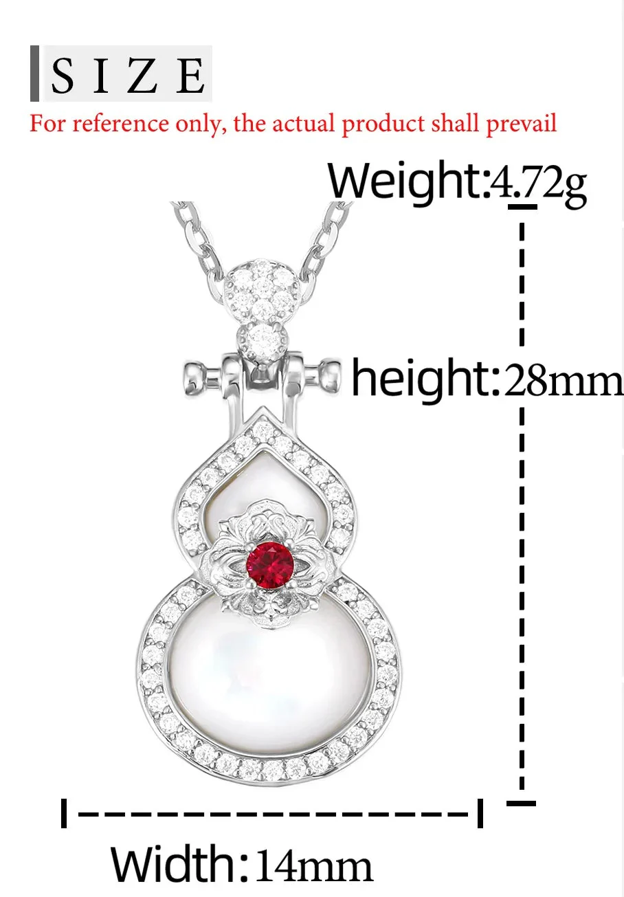 MOISSANITE DIAMOND DOUBLE SIDED PEARL GOURD PENDANT IN STERLING SILVER - Image 8
