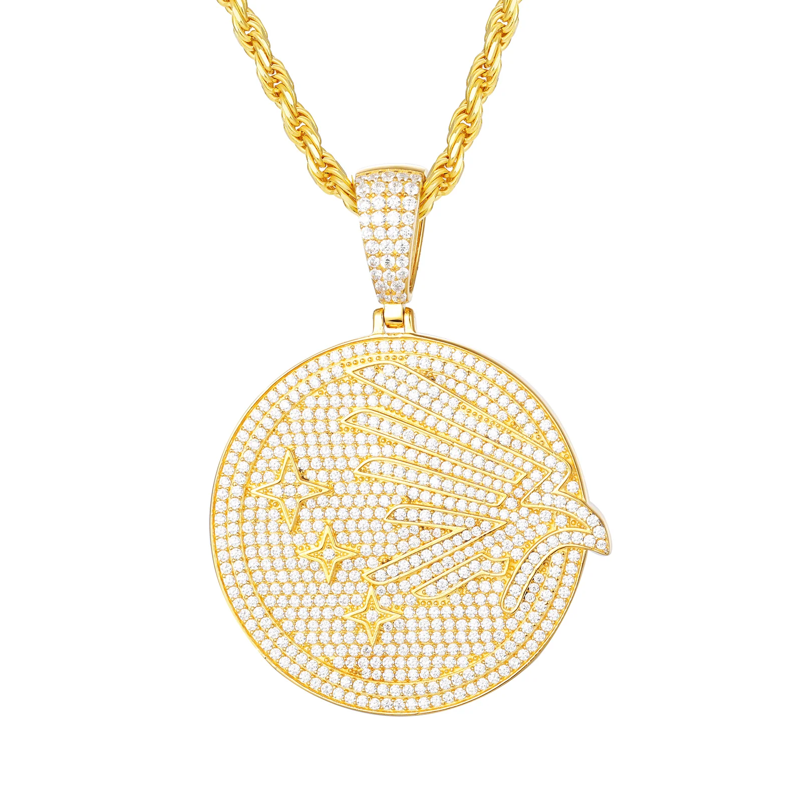 MOISSANITE DIAMOND DOVE COIN PENDANT IN STERLING SILVER - Image 5