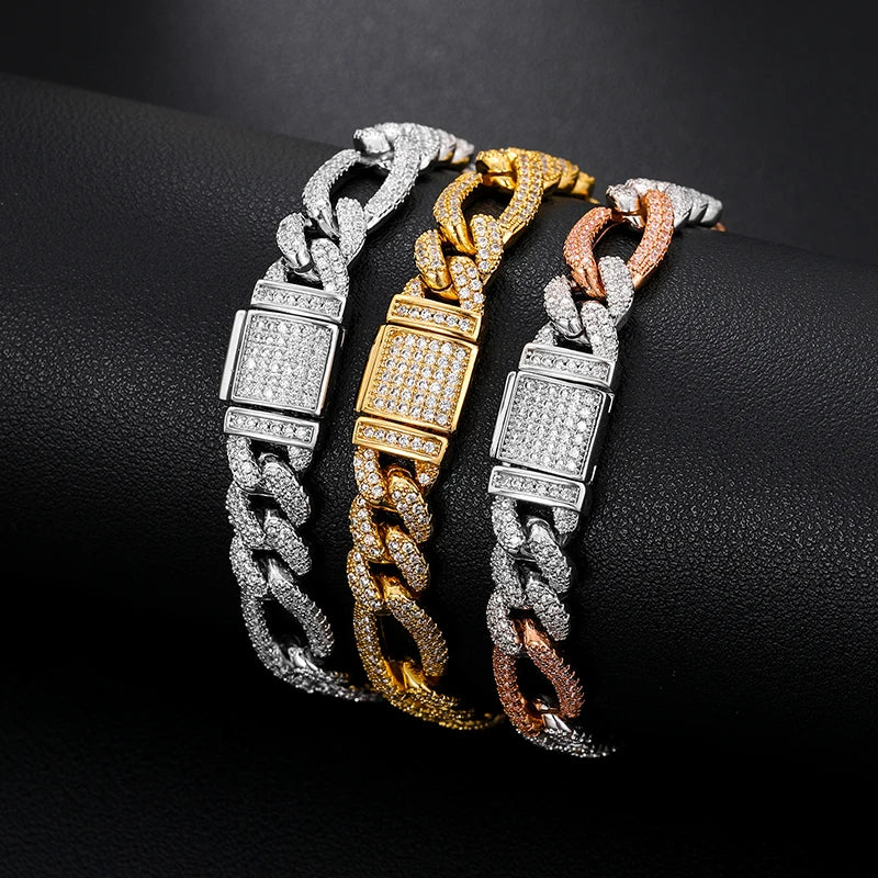 MOISSANITE DIAMOND DUAL TONE CUBAN LINK BRACELET IN STERLING SILVER - Image 2