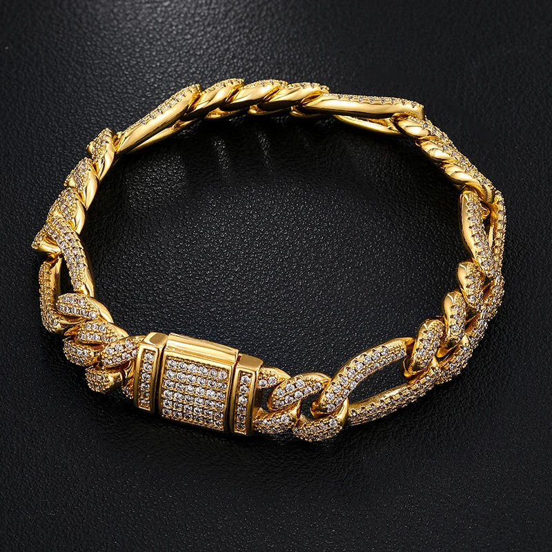 MOISSANITE DIAMOND DUAL TONE CUBAN LINK BRACELET IN STERLING SILVER - Image 6