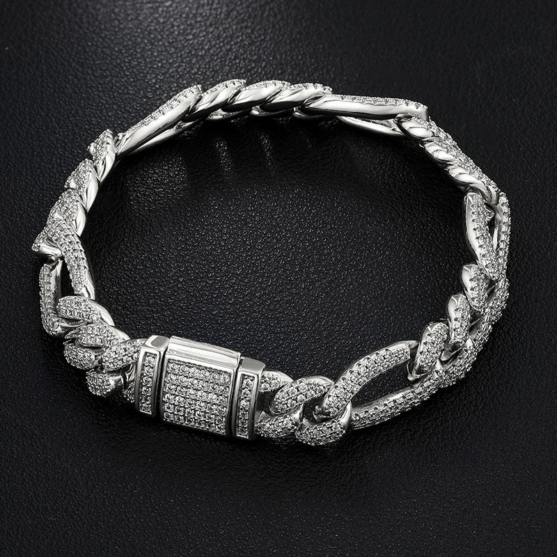 MOISSANITE DIAMOND DUAL TONE CUBAN LINK BRACELET IN STERLING SILVER - Image 7