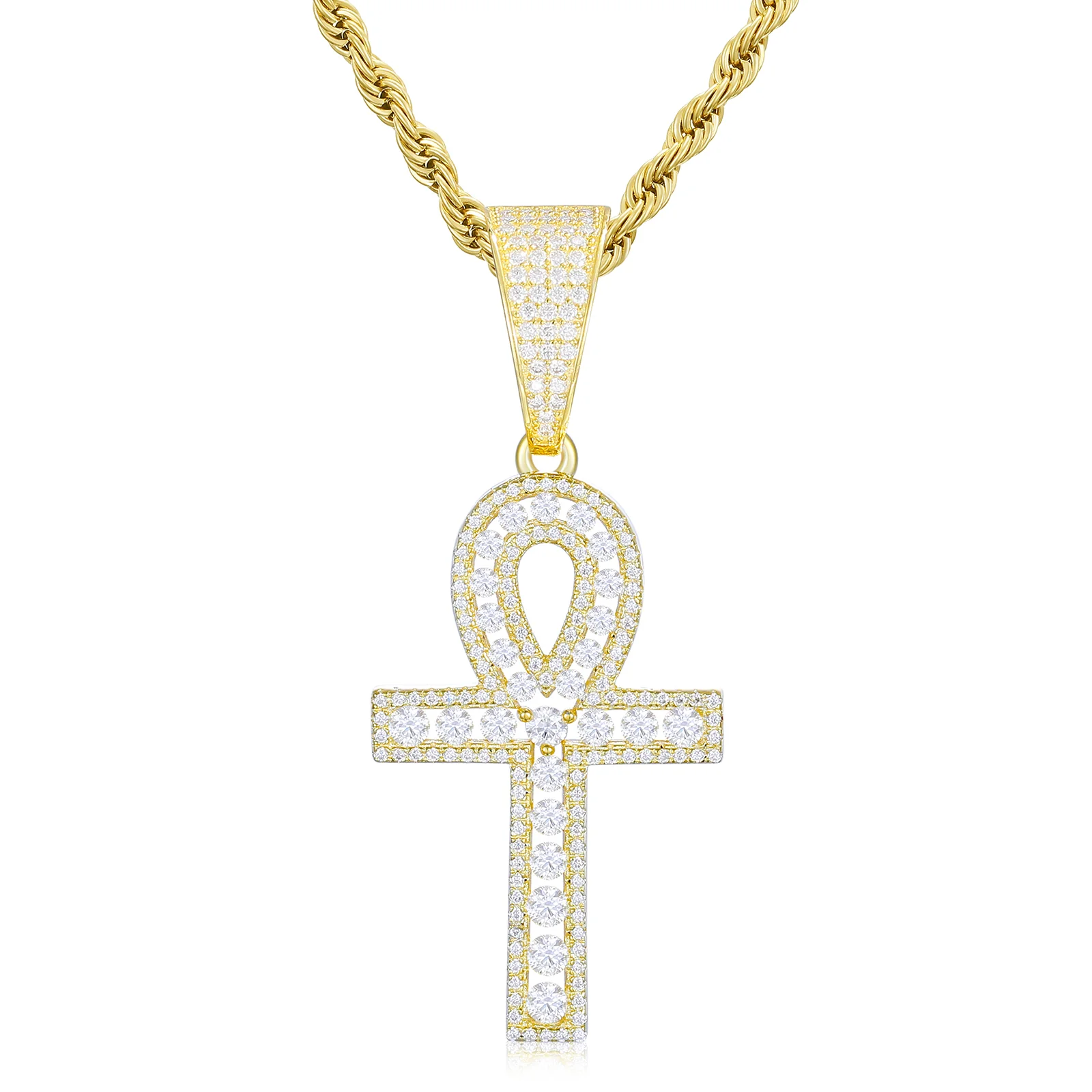 MOISSANITE DIAMOND EDGED CROSS PENDANT IN STERLING SILVER - Image 7