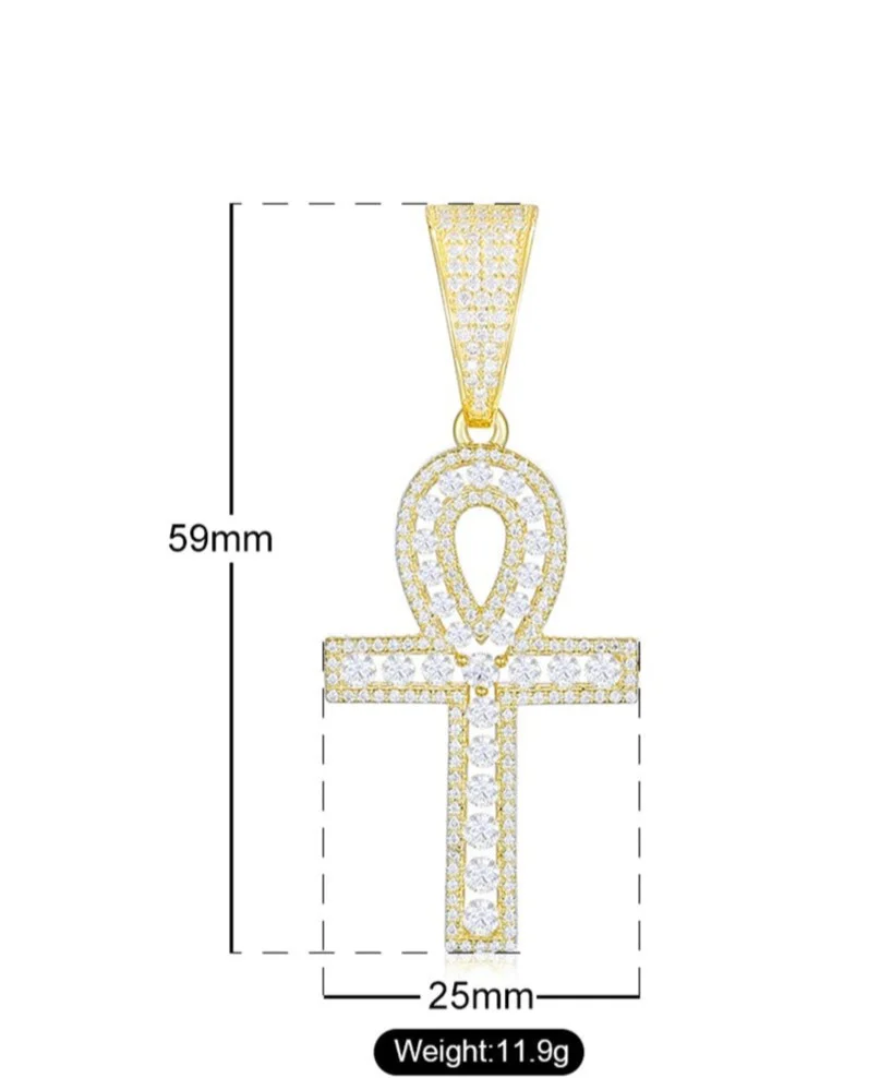 MOISSANITE DIAMOND EDGED CROSS PENDANT IN STERLING SILVER - Image 8