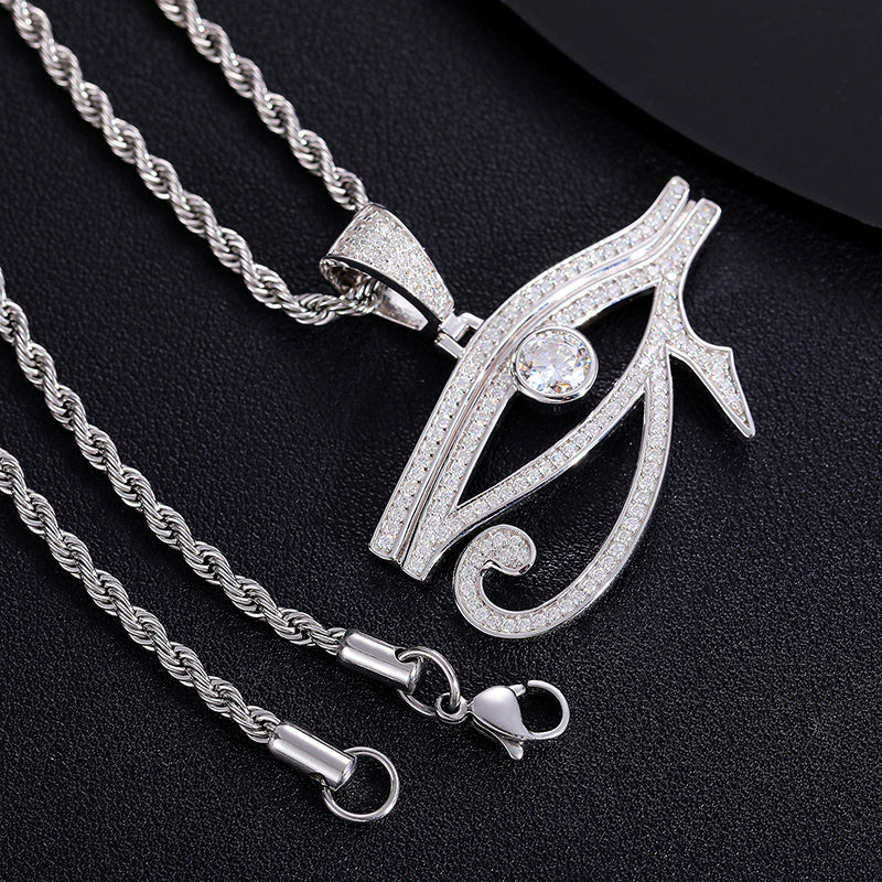 MOISSANITE DIAMOND EGYPTIAN EYE OF HORUS PENDANT IN STERLING SILVER - Image 3