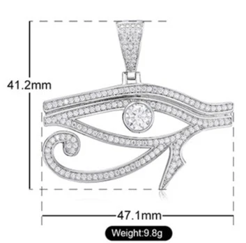 MOISSANITE DIAMOND EGYPTIAN EYE OF HORUS PENDANT IN STERLING SILVER - Image 6