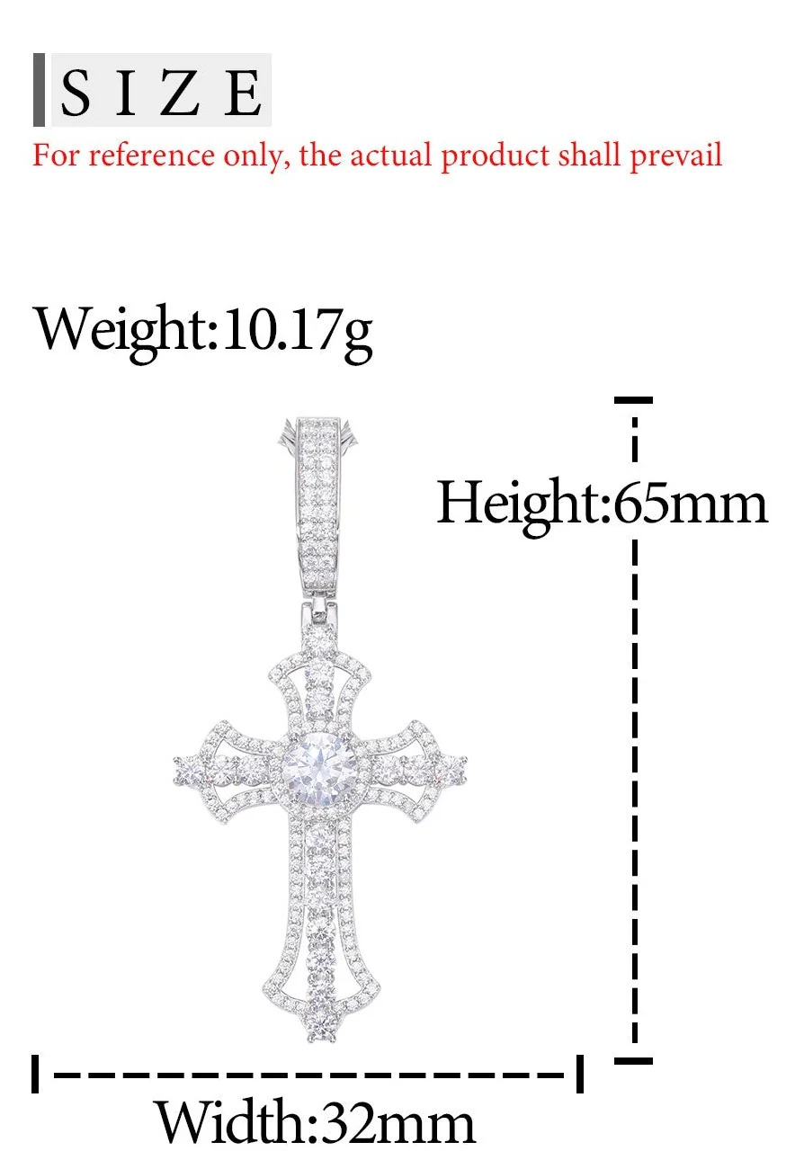 MOISSANITE DIAMOND ENCASED CROSS PENDANT IN STERLING SILVER - Image 7