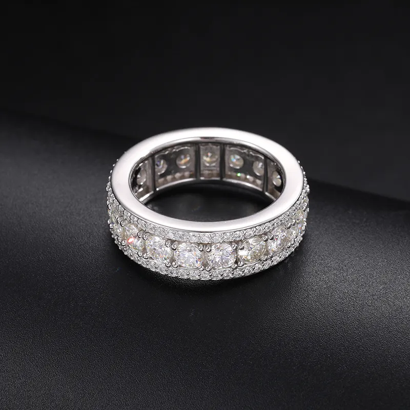 MOISSANITE DIAMOND ETERNITY BAND RING IN STERLING SILVER - Image 2