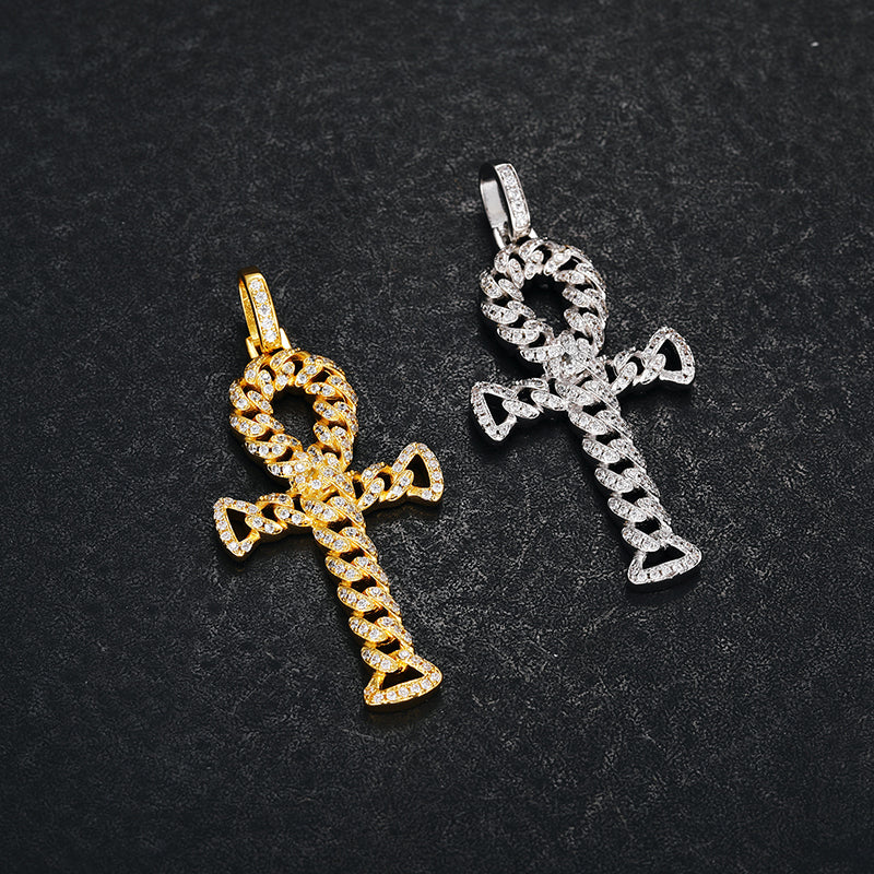MOISSANITE ETERNITY CROSS PENDANT NECKLACE IN STERLING SILVER - Image 2