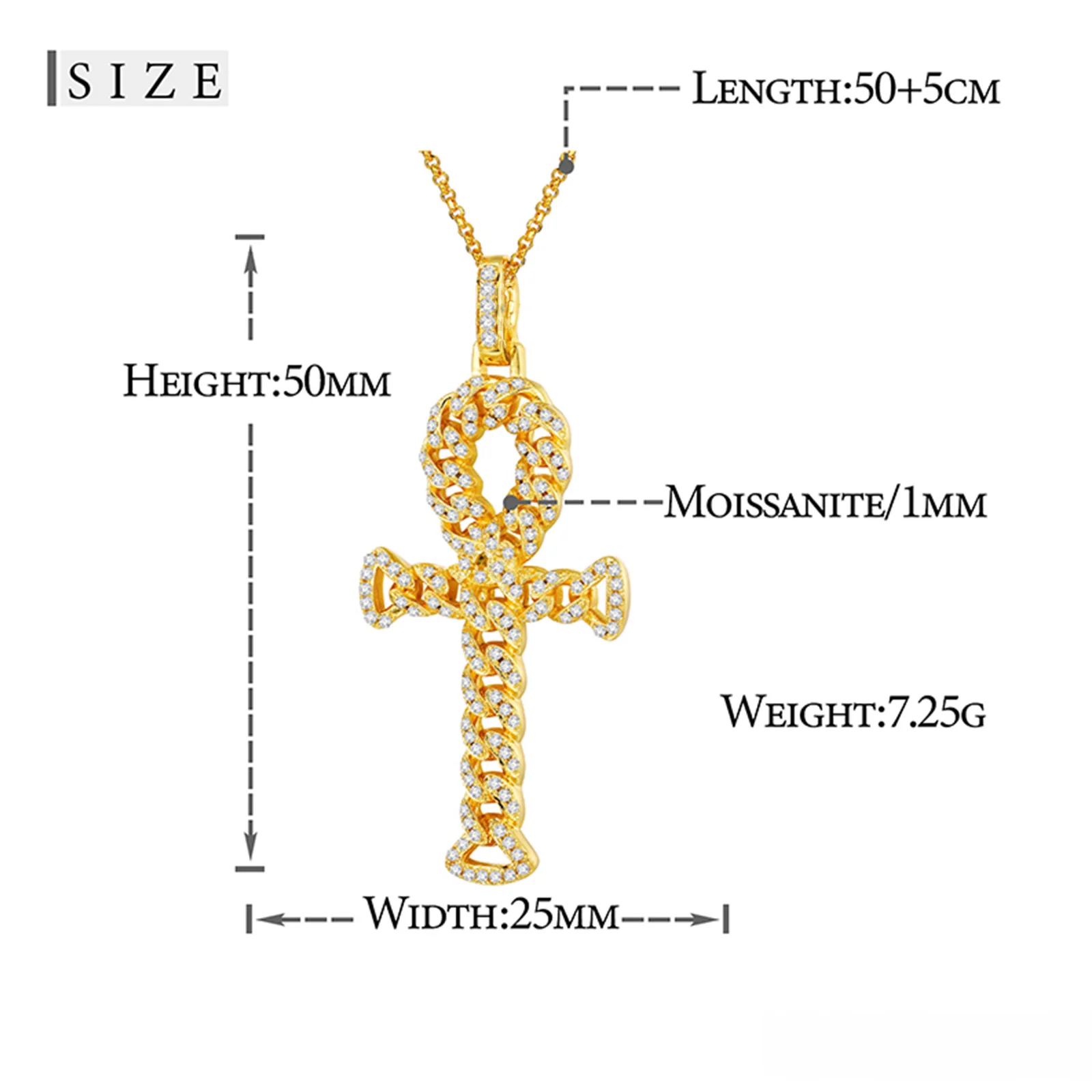 MOISSANITE ETERNITY CROSS PENDANT NECKLACE IN STERLING SILVER - Image 6