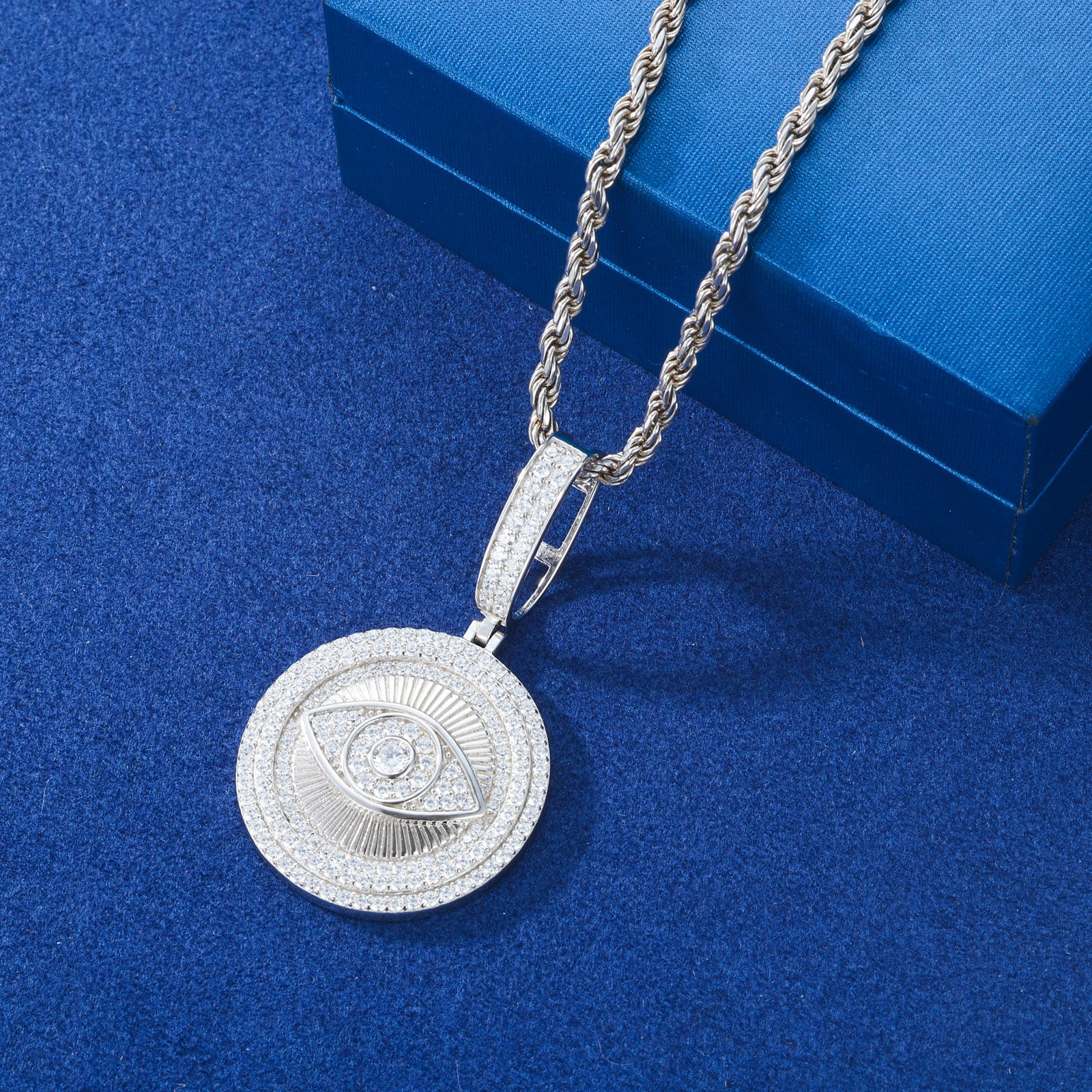 MOISSANITE DIAMOND EVIL EYE GEOMETRIC PENDANT - Image 3