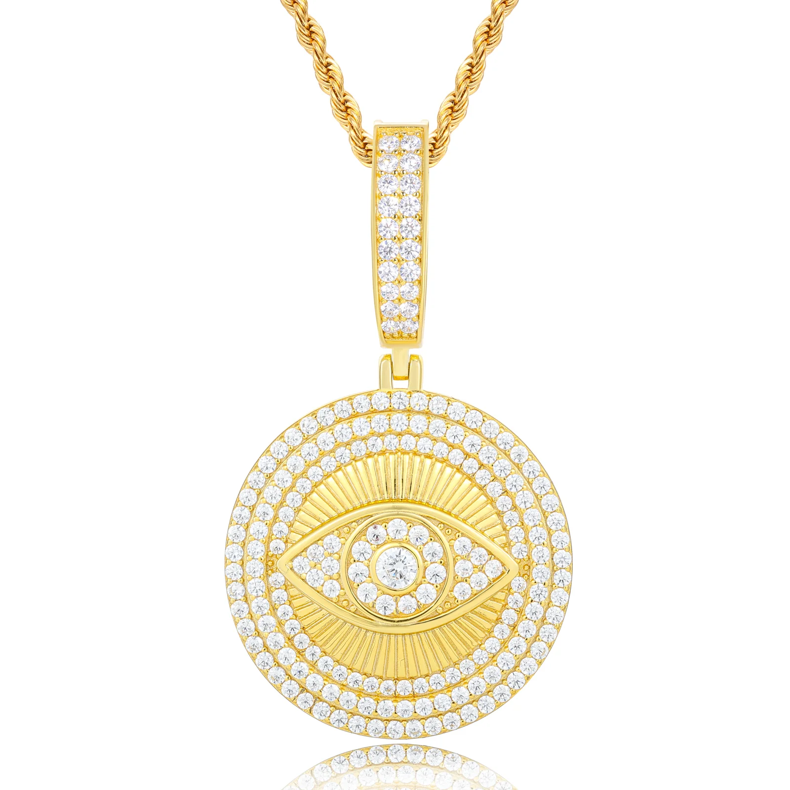 MOISSANITE DIAMOND EVIL EYE GEOMETRIC PENDANT - Image 5