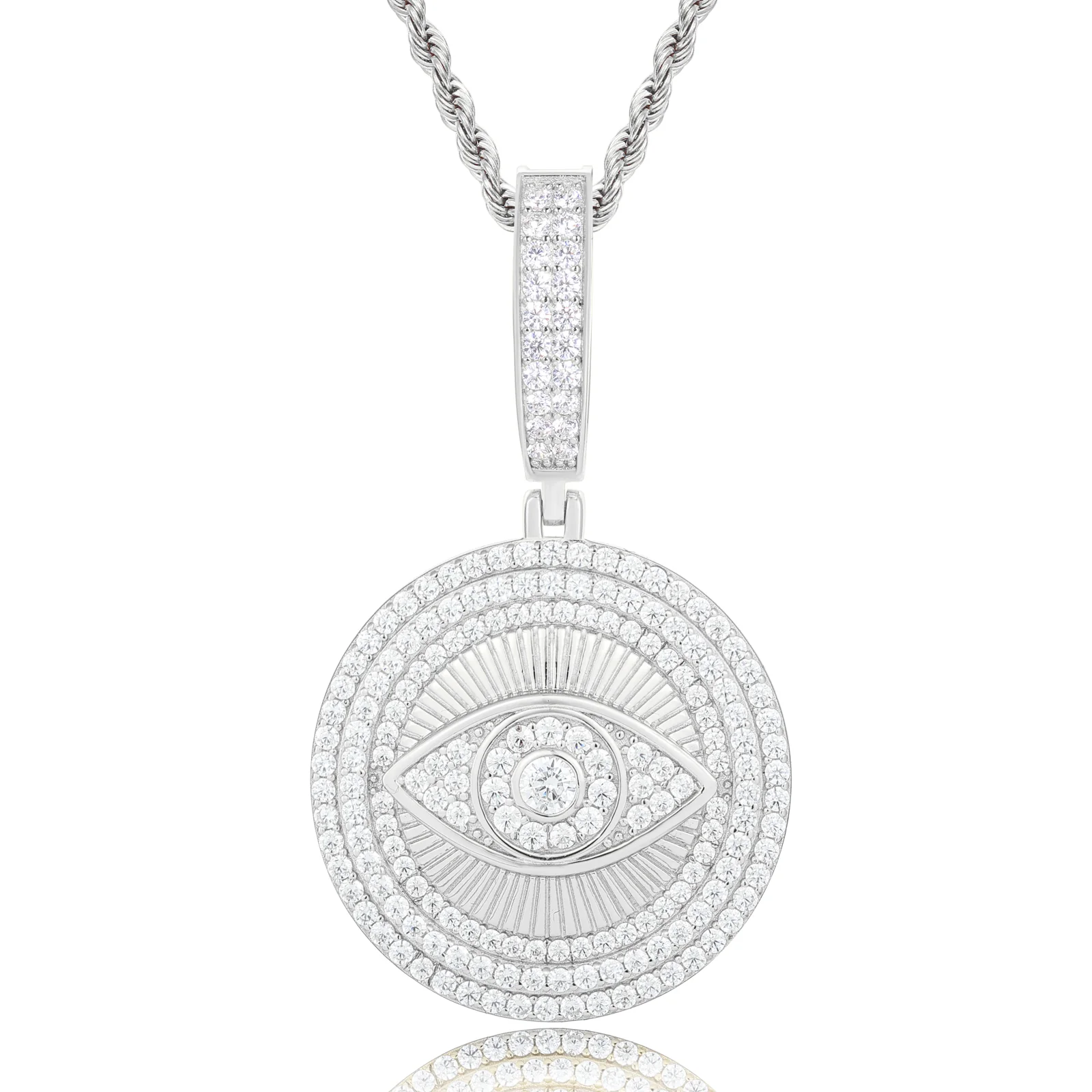 MOISSANITE DIAMOND EVIL EYE GEOMETRIC PENDANT - Image 6