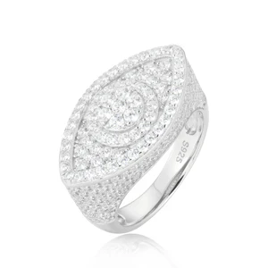 MOISSANITE DIAMOND EVIL EYE RING IN STERLING SILVER - Image 6
