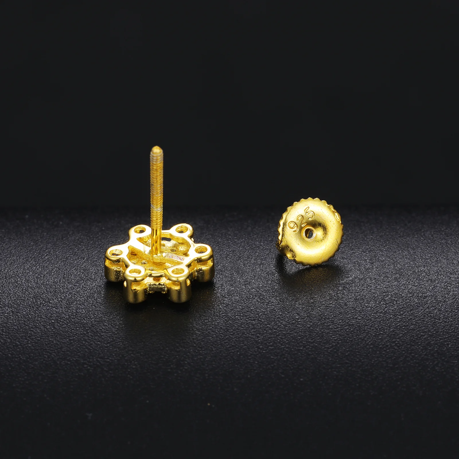 MOISSANITE DIAMOND FERRIS WHEEL SCREW BACK STUD EARRINGS IN STERLING SILVER - Image 2
