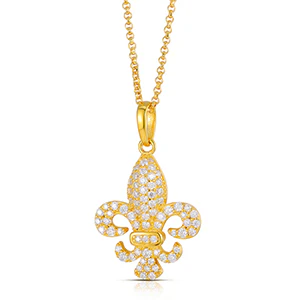 MOISSANITE DIAMOND FLEUR-DE-LIS PENDANT NECKLACE IN STERLING SILVER - Image 7