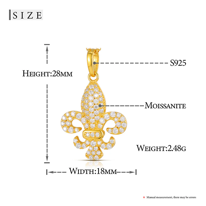 MOISSANITE DIAMOND FLEUR-DE-LIS PENDANT NECKLACE IN STERLING SILVER - Image 8