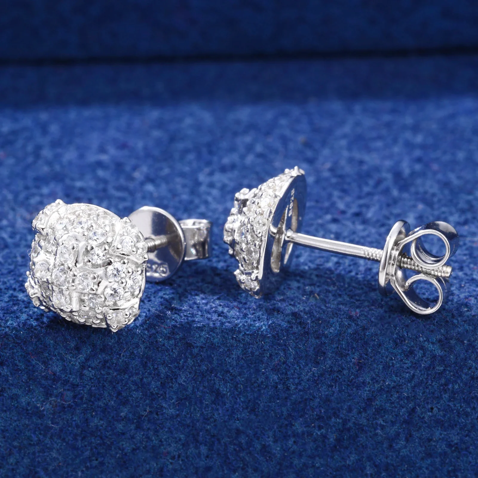 MOISSANITE DIAMOND FLOWER CROSS STUD EARRING IN STERLING SILVER - Image 3