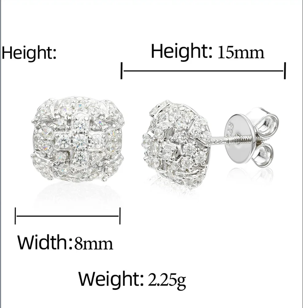 MOISSANITE DIAMOND FLOWER CROSS STUD EARRING IN STERLING SILVER - Image 7