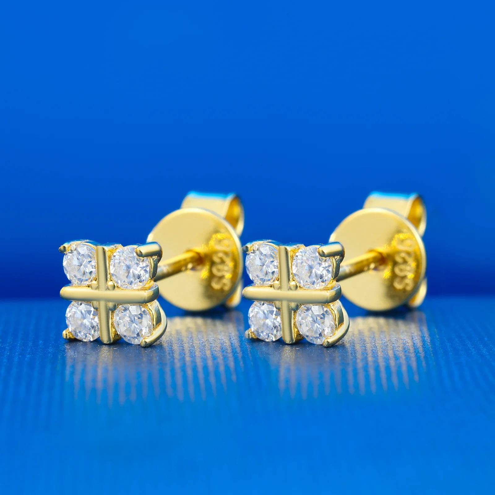 MOISSANITE DIAMOND FOUR STONE CROSS EARRINGS IN STERLING SILVER - Image 3