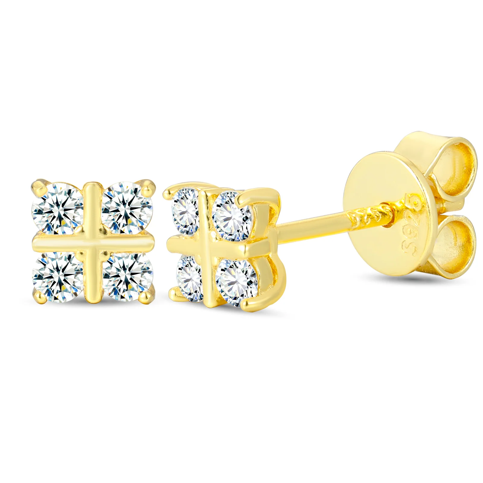 MOISSANITE DIAMOND FOUR STONE CROSS EARRINGS IN STERLING SILVER - Image 6