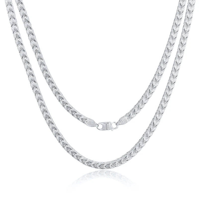 MOISSANITE DIAMOND FRANCO CHAIN NESCKLACE/BRACELET IN STERLING SILVER - Image 6